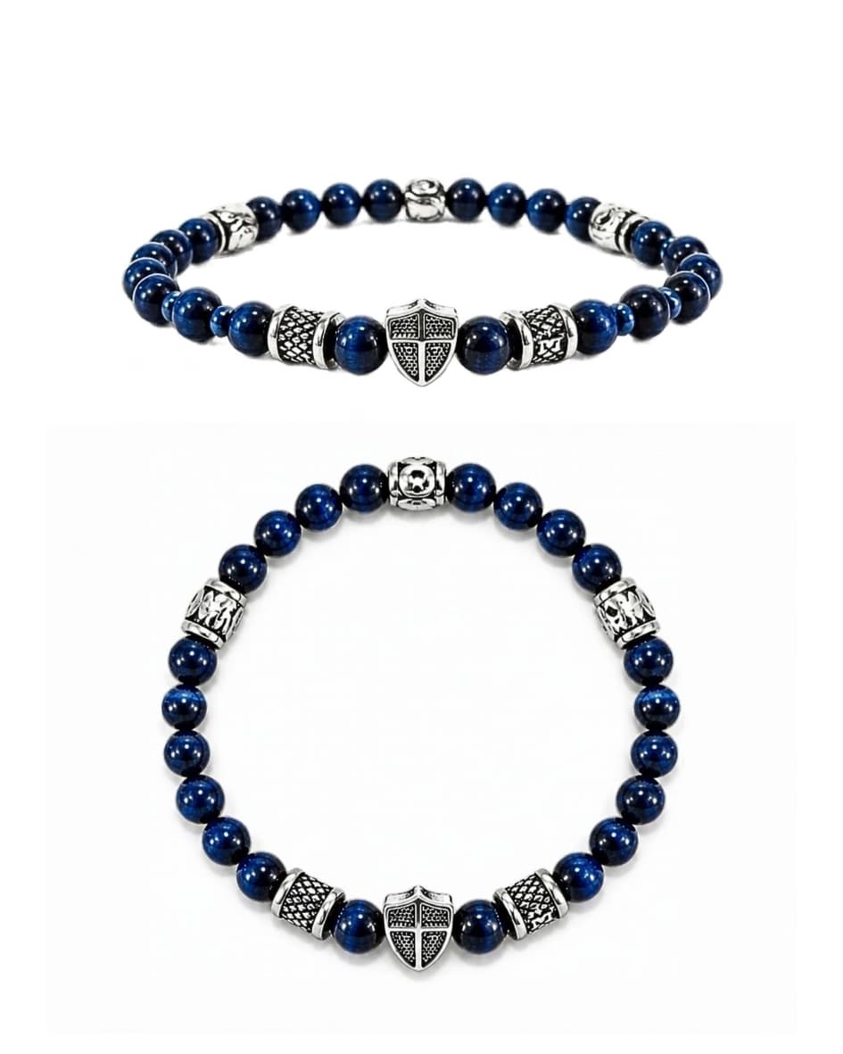 Pulseira Orixá Pedras Naturais OGUM COM ESCUDO Pulseira Orixá Pedras Naturais OGUM COM ESCUDO
