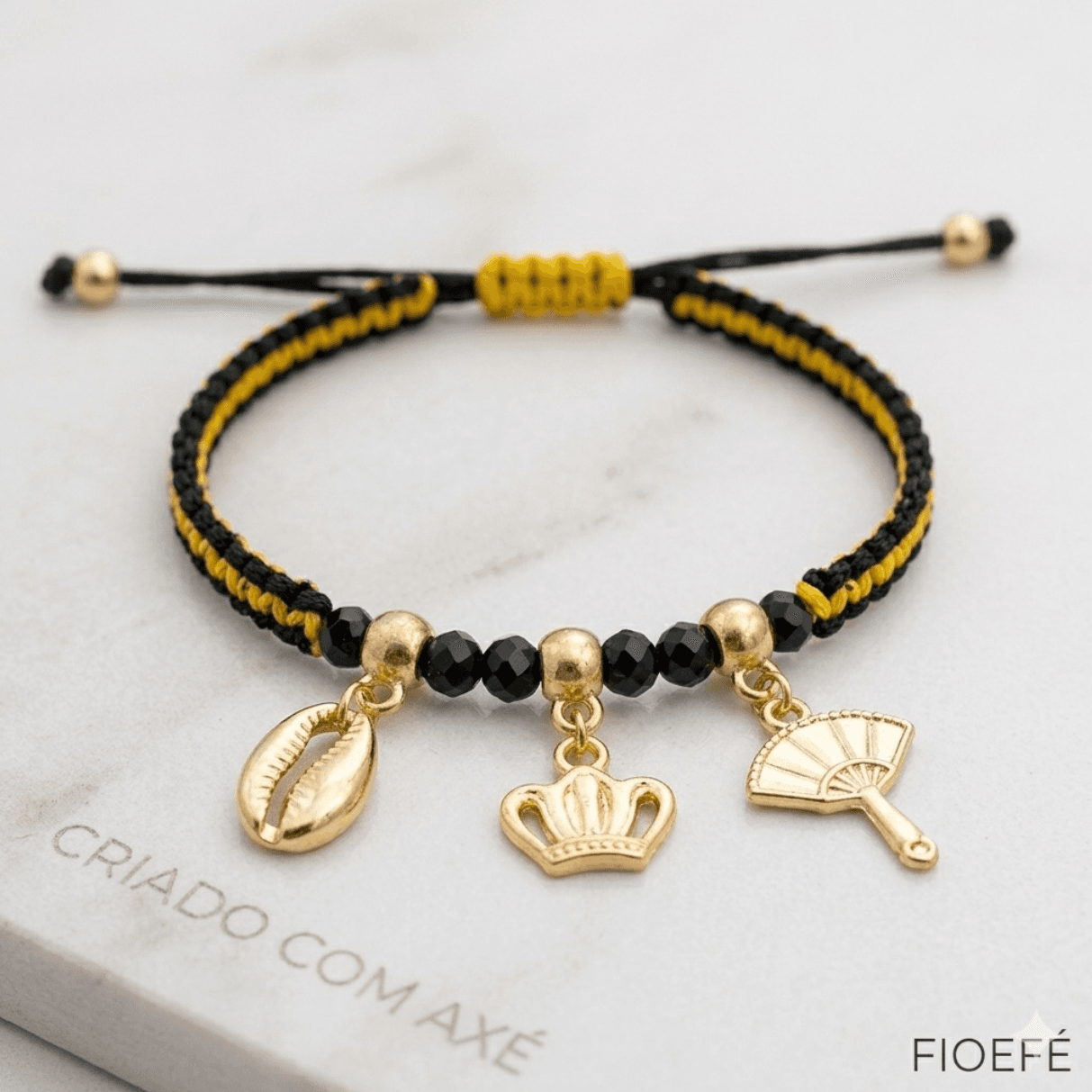 Pulseira de Proteção Dama da Noite 🖤💛✨ Pulseira de Proteção Dama da Noite 🖤💛✨