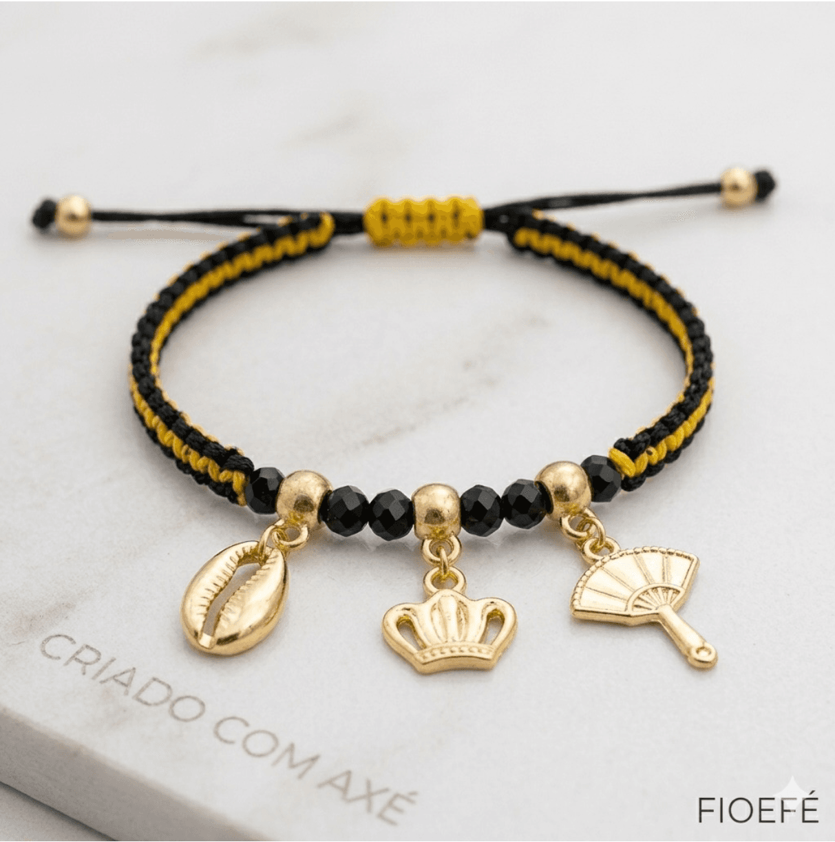 Pulseira de Proteção Dama da Noite 🖤💛✨ Pulseira de Proteção Dama da Noite 🖤💛✨