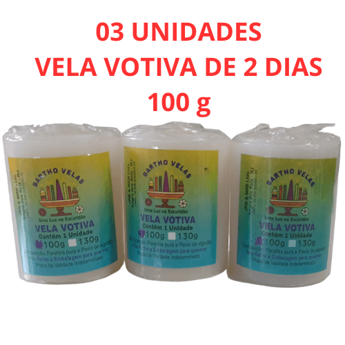 Vela Votiva Branca De 2 Dias 100g Kit 03 Unidades 100% Parafina Pura Queima Longa Atacado E Varejo Direto Da Fábrica Vela Votiva Branca De 2 Dias 100g Kit 03 Unidades 100% Parafina Pura Queima Longa Atacado E Varejo Direto Da Fábrica