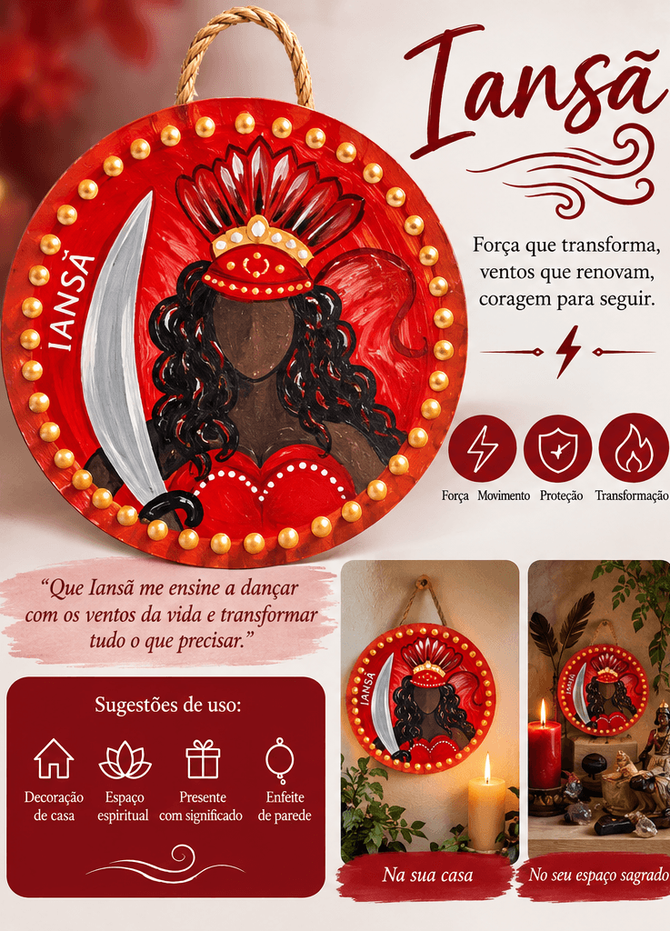 ⚡ Placa Decorativa Iansã — Força & Movimento | 20 cm ⚡ Placa Decorativa Iansã — Força & Movimento | 20 cm