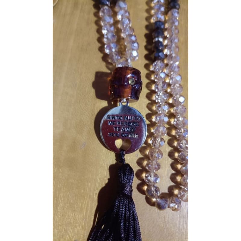 Japamala 108 Contas de Cristal Marrom com Pingente Ho'oponopono | Colar Espiritual Meditação Yoga Japamala 108 Contas de Cristal Marrom com Pingente Ho'oponopono | Colar Espiritual Meditação Yoga
