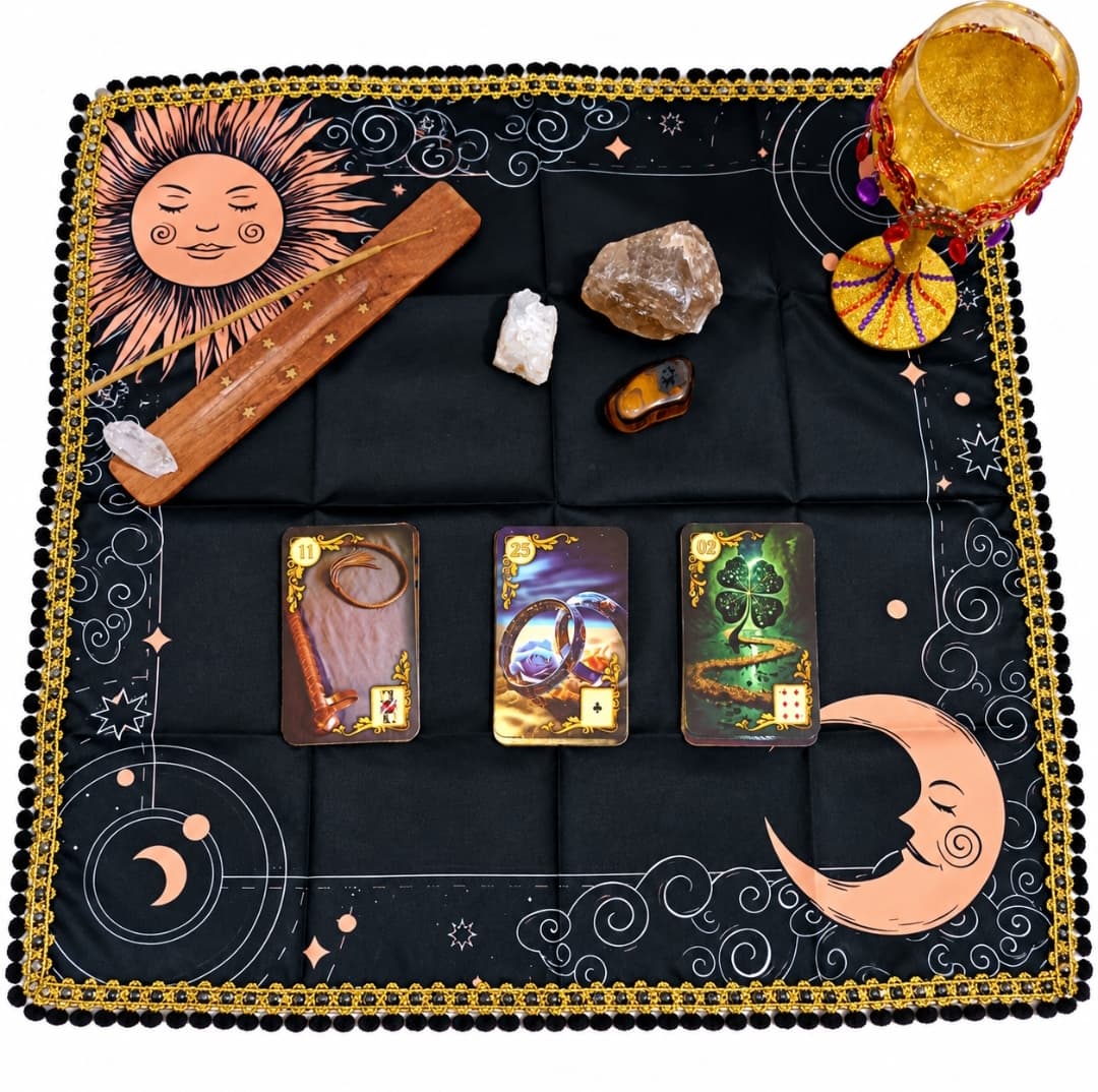 Toalha Para Tarô E Baralho Cigano 50x50cm – Mesa Mística Para Cartas E Oráculos Toalha Para Tarô E Baralho Cigano 50x50cm – Mesa Mística Para Cartas E Oráculos