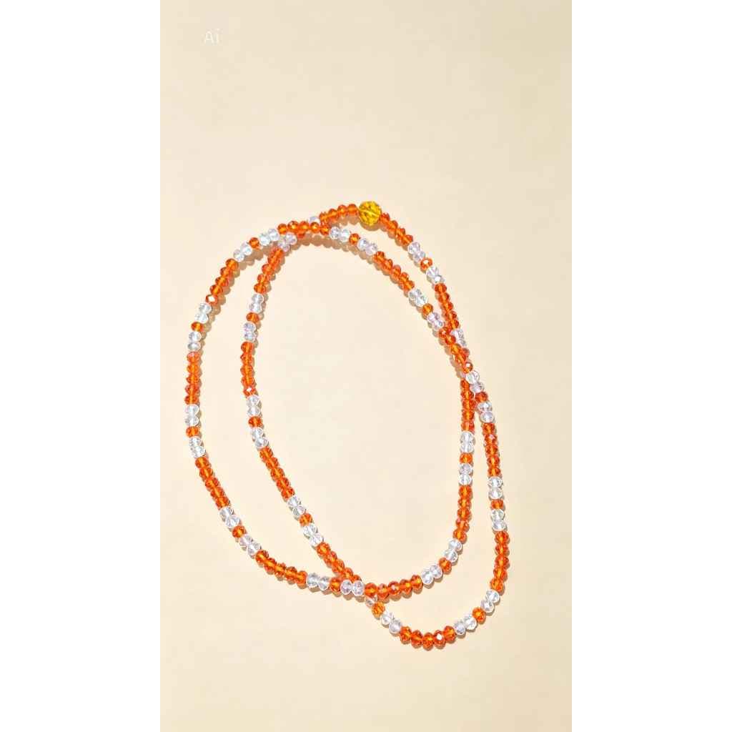 Guia de Proteção de Iansã com Cristais e Zircônia 4 mm Laranja e Transparente Guia de Proteção de Iansã com Cristais e Zircônia 4 mm Laranja e Transparente