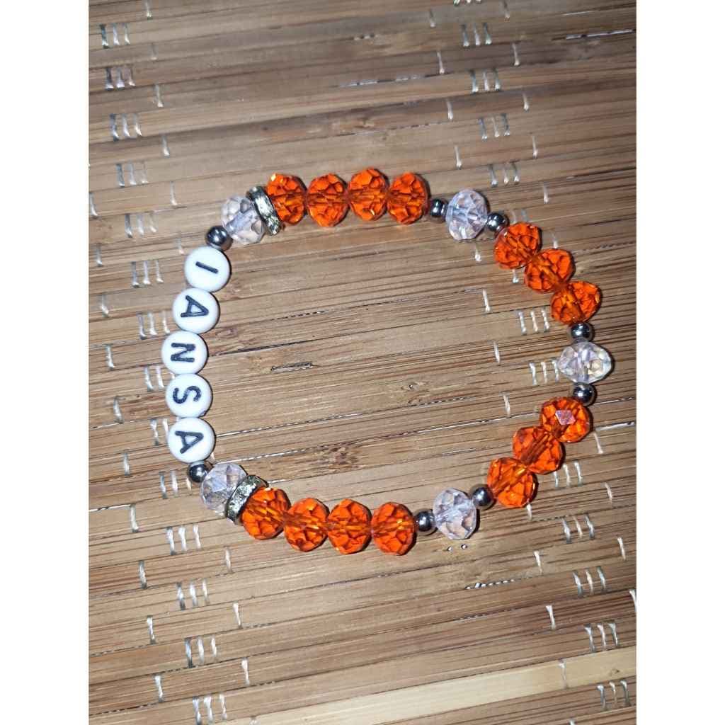 Pulseira de Proteção Artesanal de Iansã com Cristais Laranja e Transparentes Pulseira de Proteção Artesanal de Iansã com Cristais Laranja e Transparentes
