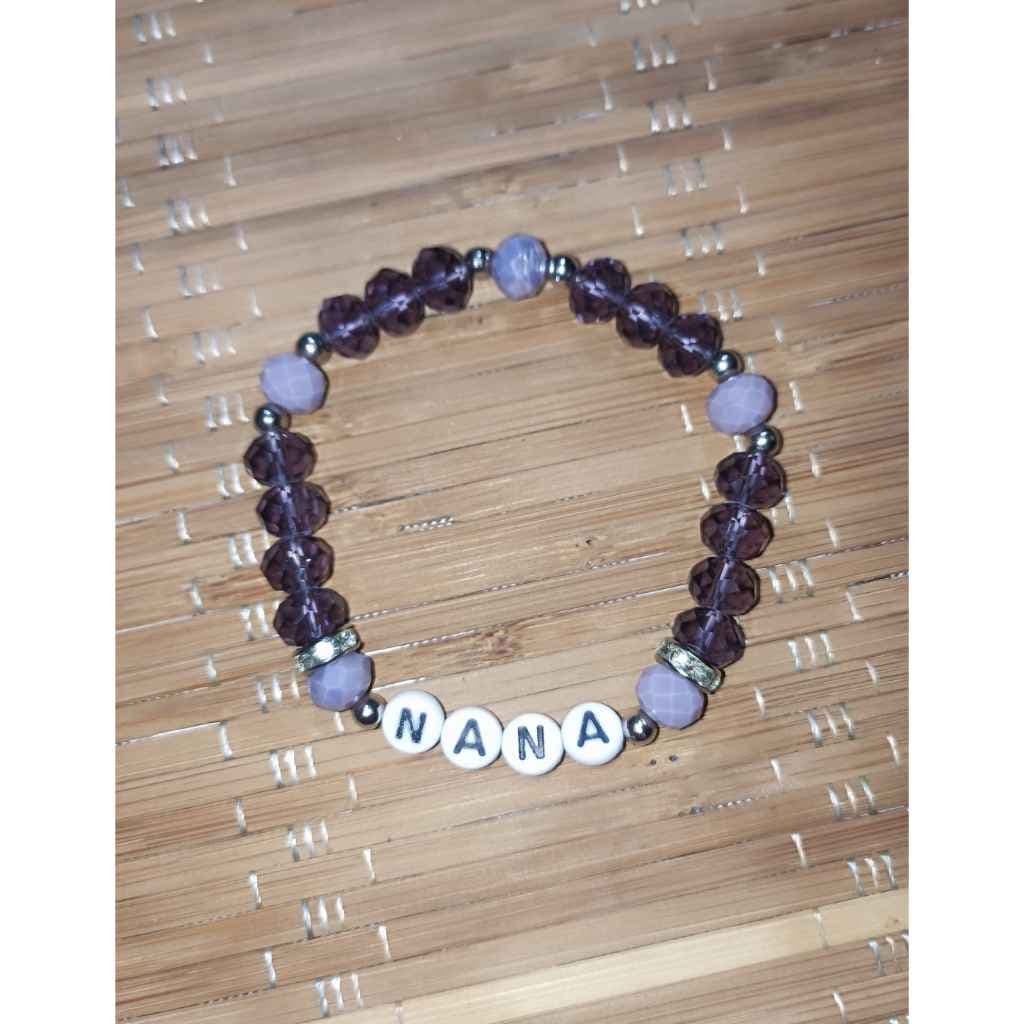 Pulseira de Proteção Artesanal de Nanã com Cristais Roxos e Lilás Pulseira de Proteção Artesanal de Nanã com Cristais Roxos e Lilás
