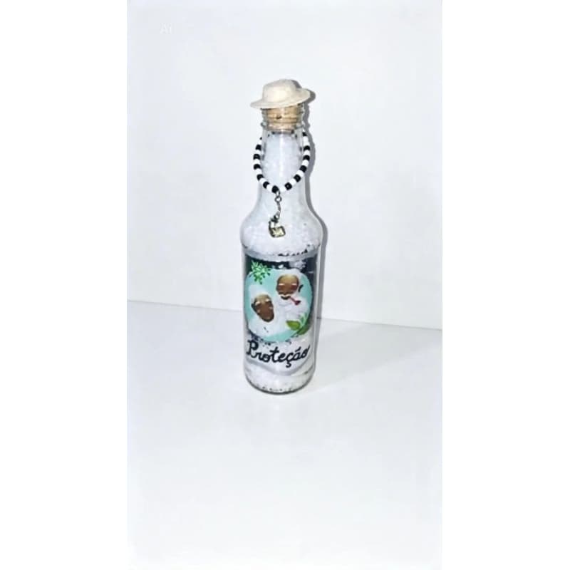Garrafa de Vidro Amuleto Sal Grosso e Turmalina Negra Garrafa de Vidro Amuleto Sal Grosso e Turmalina Negra