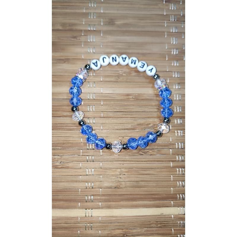 Pulseira de Proteção Artesanal de Yemanjá com Cristais Azuis e Transparentes Pulseira de Proteção Artesanal de Yemanjá com Cristais Azuis e Transparentes