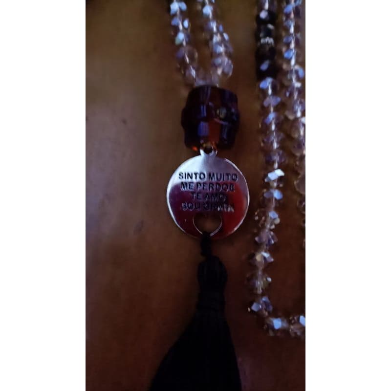 Japamala 108 Contas de Cristal Marrom com Pingente Ho'oponopono | Colar Espiritual Meditação Yoga Japamala 108 Contas de Cristal Marrom com Pingente Ho'oponopono | Colar Espiritual Meditação Yoga