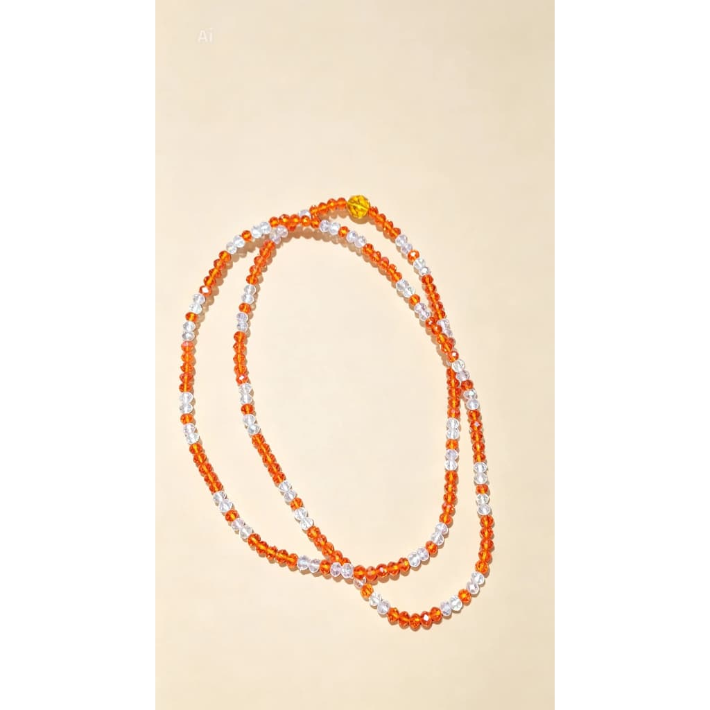 Guia de Proteção de Iansã com Cristais e Zircônia 4 mm Laranja e Transparente Guia de Proteção de Iansã com Cristais e Zircônia 4 mm Laranja e Transparente