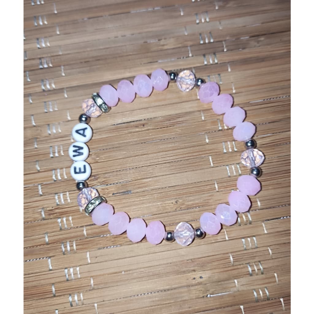Pulseira de Proteção Artesanal de Ewá com Cristais Rosa e Transparentes Pulseira de Proteção Artesanal de Ewá com Cristais Rosa e Transparentes