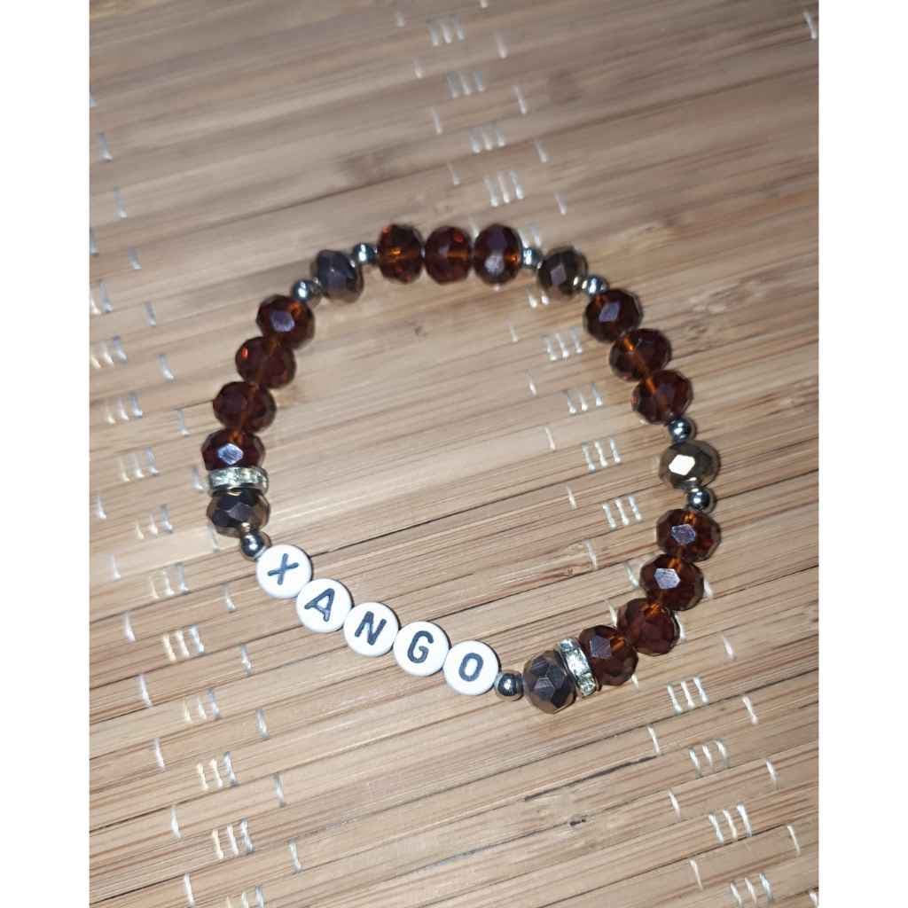 Pulseira de Proteção Artesanal de Xangô com Cristais Marrons Pulseira de Proteção Artesanal de Xangô com Cristais Marrons