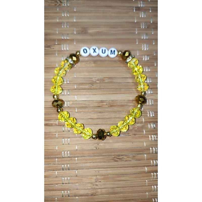 Pulseira de Proteção Artesanal de Oxum com Cristais Amarelos e Dourados Pulseira de Proteção Artesanal de Oxum com Cristais Amarelos e Dourados