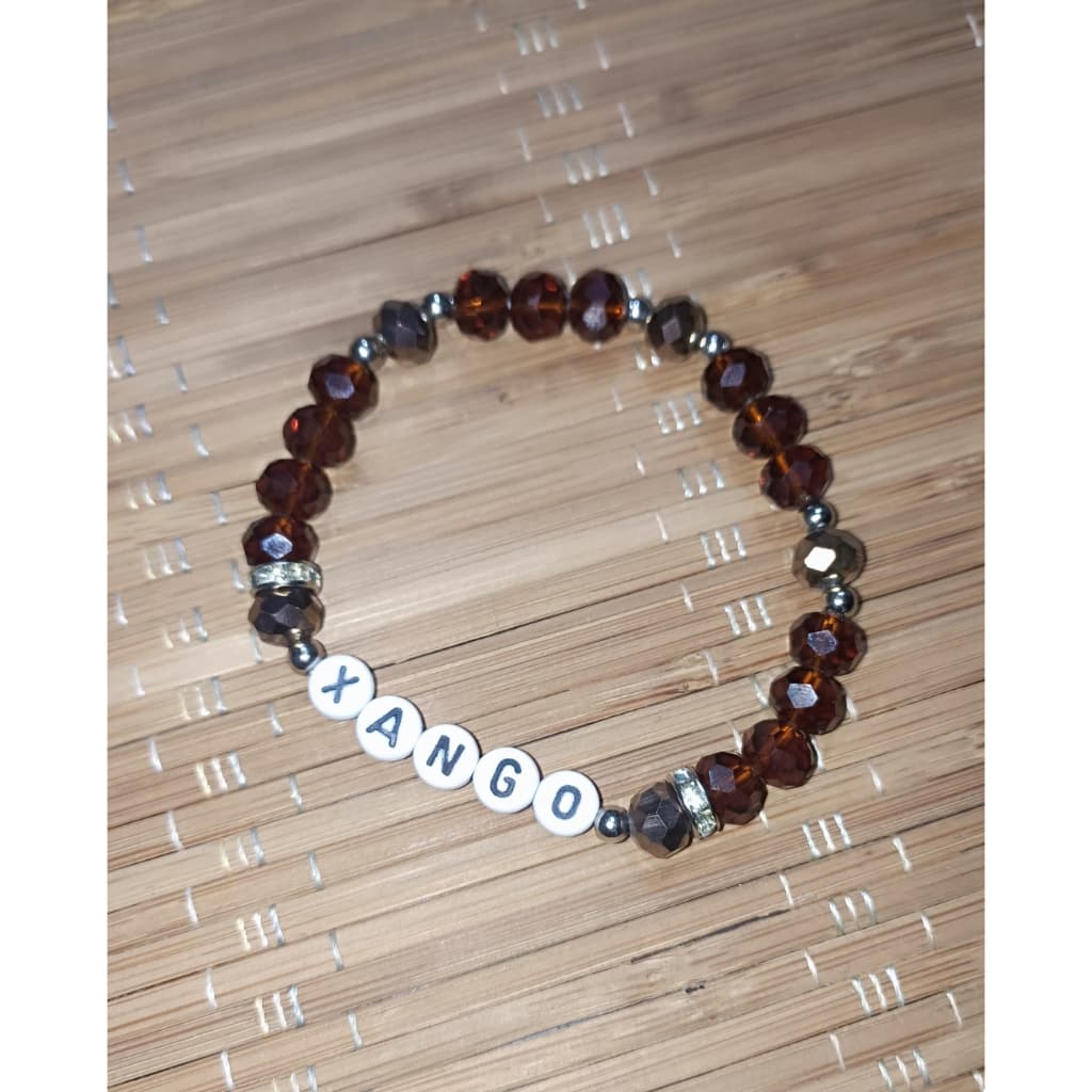 Pulseira de Proteção Artesanal de Xangô com Cristais Marrons Pulseira de Proteção Artesanal de Xangô com Cristais Marrons