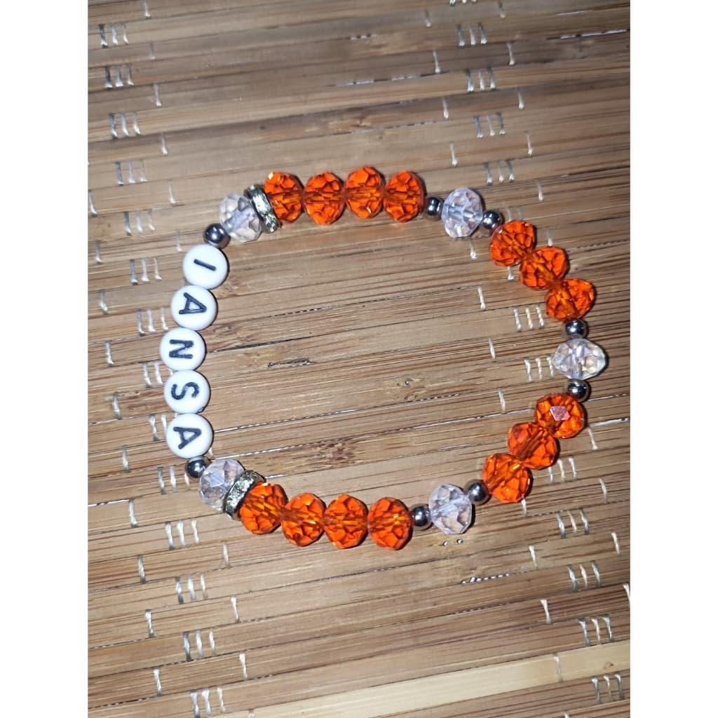 Pulseira de Proteção Artesanal de Iansã com Cristais Laranja e Transparentes Pulseira de Proteção Artesanal de Iansã com Cristais Laranja e Transparentes