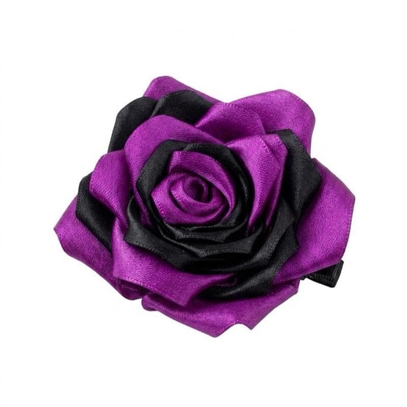 Presilha de Cabelo Rosa de Cetim preta e roxa 25 Pétalas Artesanal para Estilo Elegante e Moderno com Fixação Prática Presilha de Cabelo Rosa de Cetim preta e roxa 25 Pétalas Artesanal para Estilo Elegante e Moderno com Fixação Prática