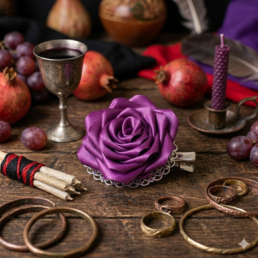 Presilha de Cabelo Rosa de Cetim Roxa 25 Pétalas Artesanal para Estilo Elegante e Moderno com Fixação Prática Presilha de Cabelo Rosa de Cetim Roxa 25 Pétalas Artesanal para Estilo Elegante e Moderno com Fixação Prática