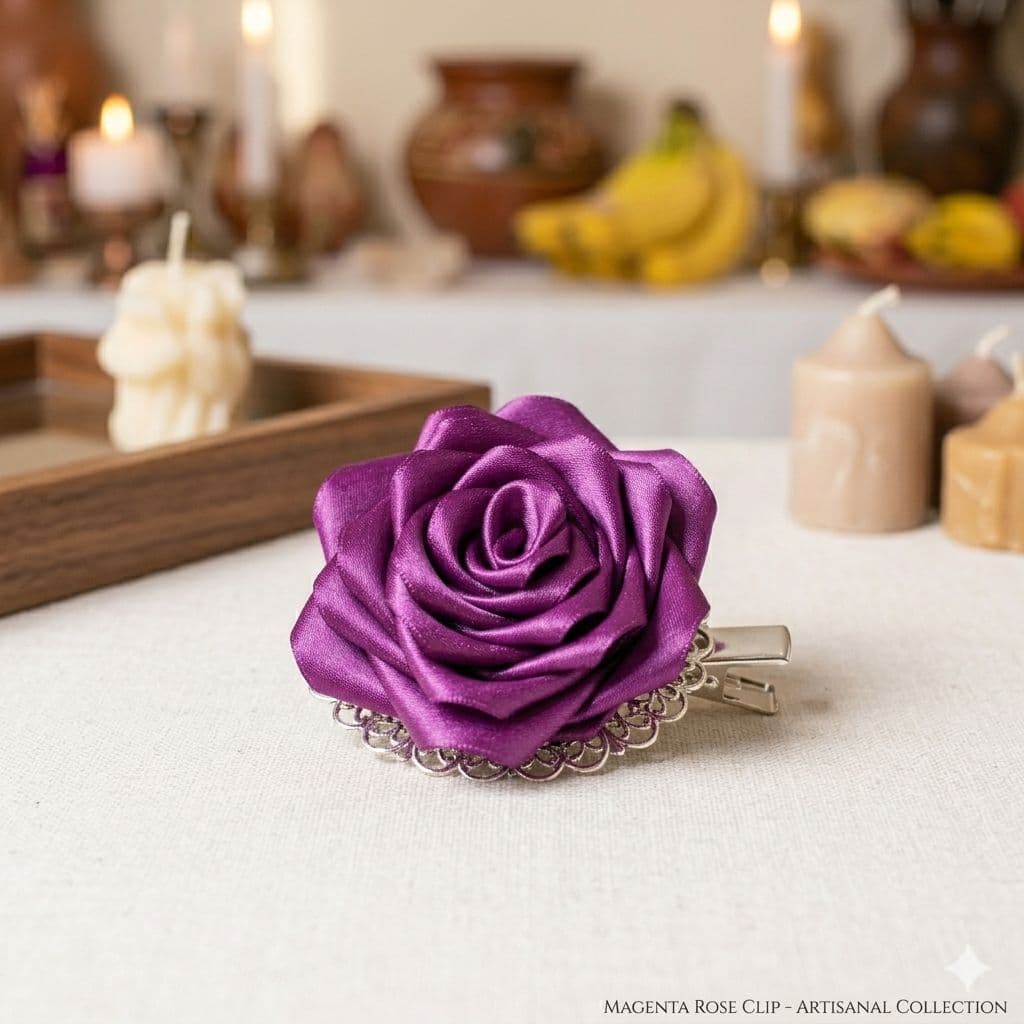 Presilha de Cabelo Rosa de Cetim Roxa 25 Pétalas Artesanal para Estilo Elegante e Moderno com Fixação Prática Presilha de Cabelo Rosa de Cetim Roxa 25 Pétalas Artesanal para Estilo Elegante e Moderno com Fixação Prática