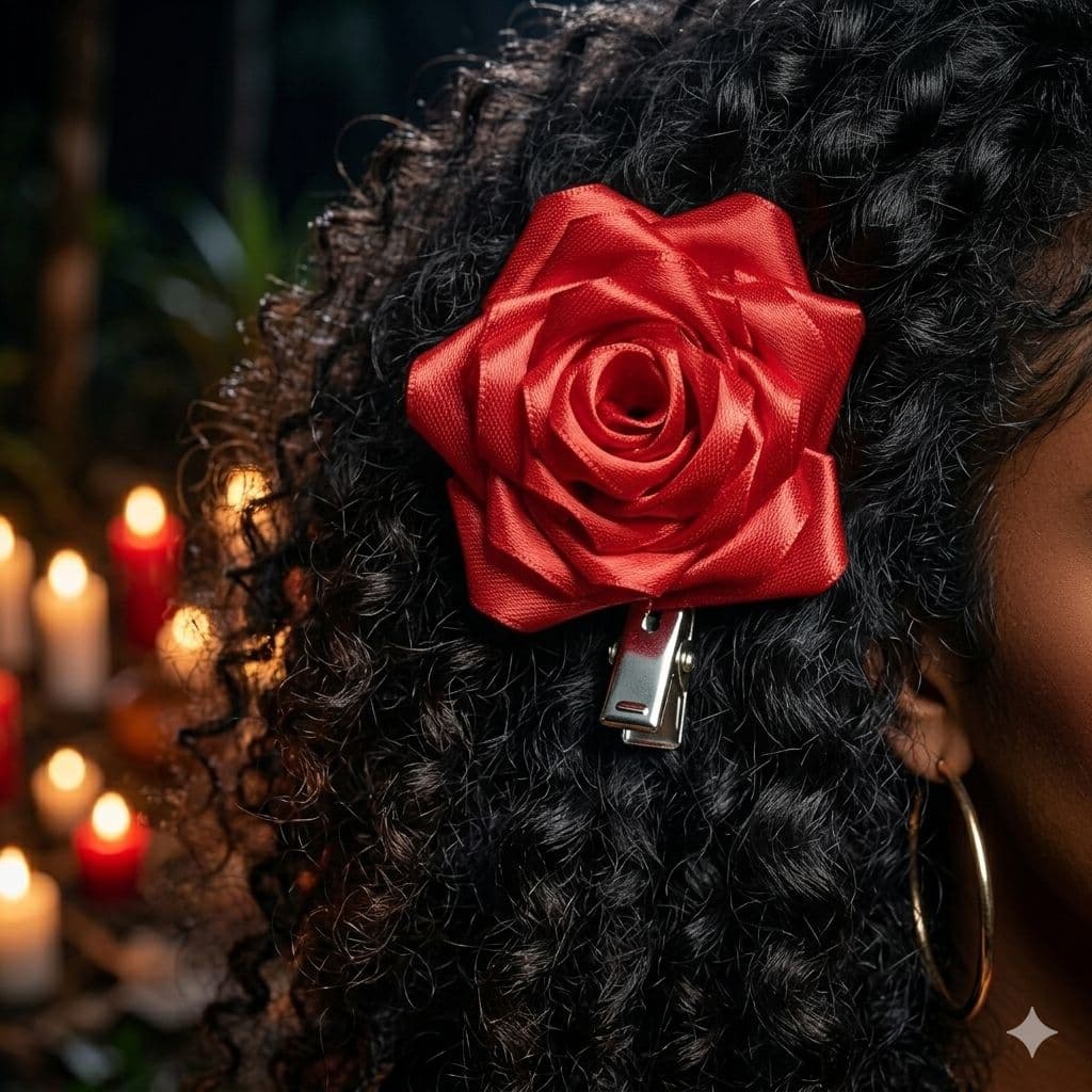 Presilha de Cabelo Rosa de Cetim Vermelha 25 Pétalas Artesanal para Estilo Elegante e Moderno com Fixação Prática Presilha de Cabelo Rosa de Cetim Vermelha 25 Pétalas Artesanal para Estilo Elegante e Moderno com Fixação Prática