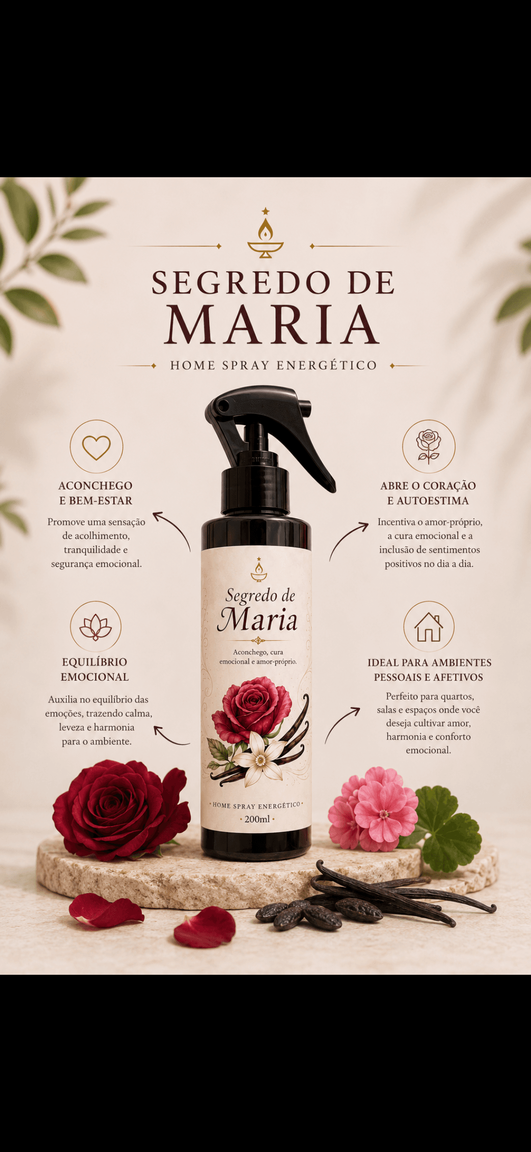 Home spray ritualístico - Segredo de Maria Home spray ritualístico - Segredo de Maria