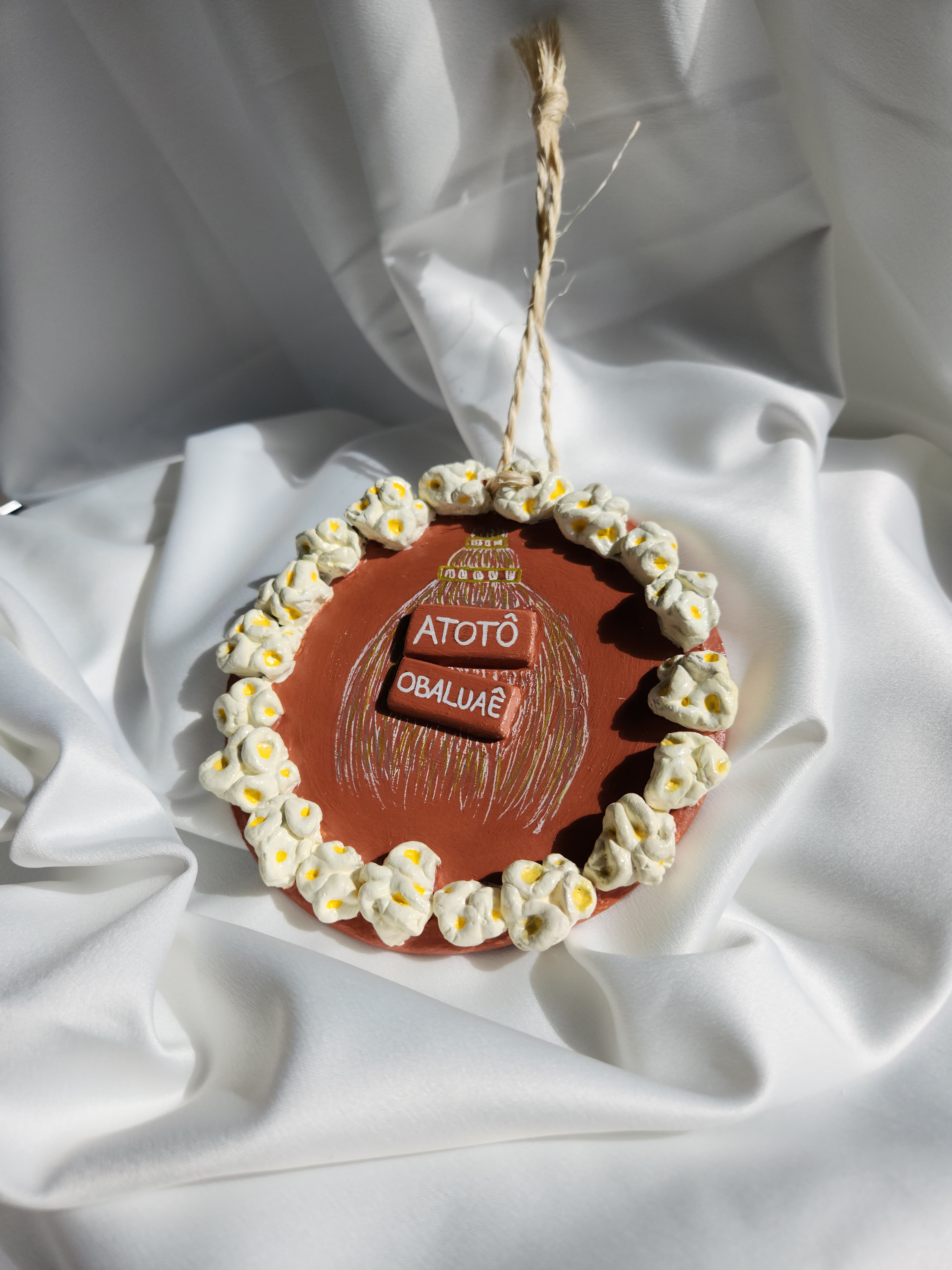 Placa Decorativa Atotô Obaluaê com Pipocas | Cerâmica Fria Placa Decorativa Atotô Obaluaê com Pipocas | Cerâmica Fria