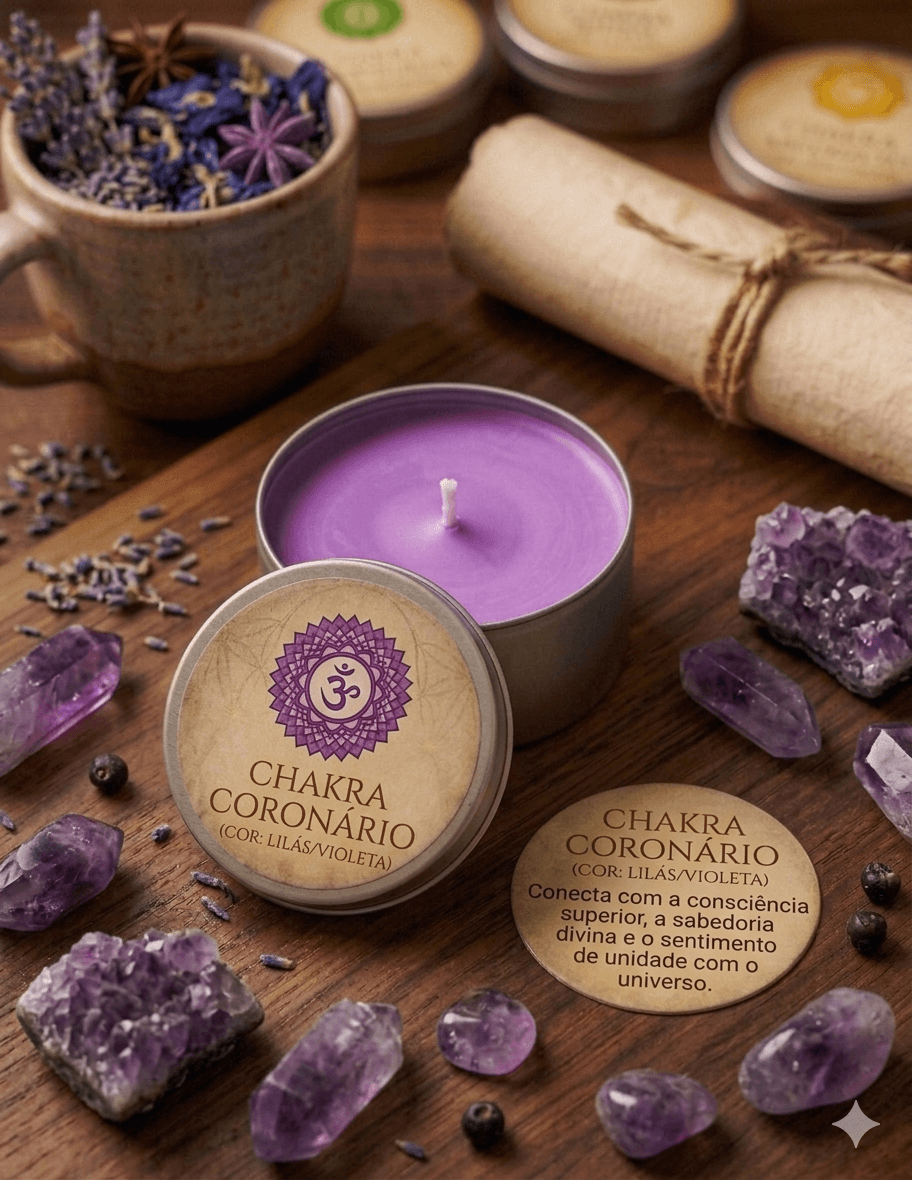 Kit 03 Vela aromática roxa - Chakra Coronário Kit 03 Vela aromática roxa - Chakra Coronário