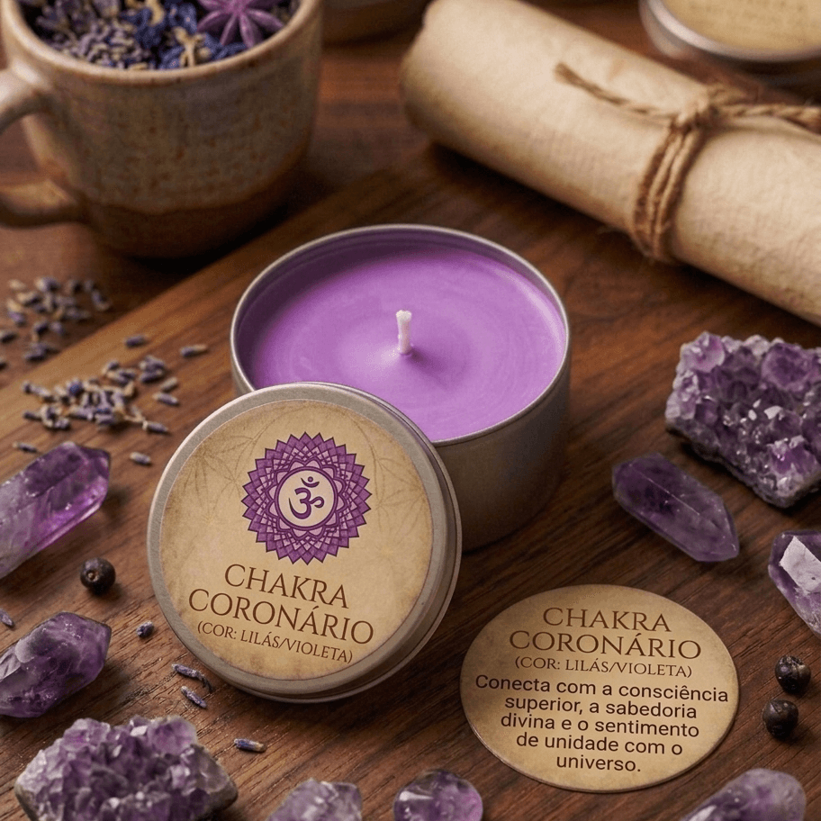 Kit 03 Vela aromática roxa - Chakra Coronário Kit 03 Vela aromática roxa - Chakra Coronário