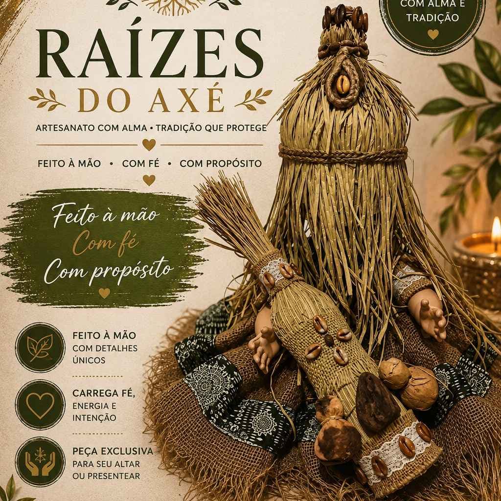 Boneco do orixa omolu O Senhor das Curas e da Transformação. Feito com palha da costa, búzios e sementes. Símbolo de cur Boneco do orixa omolu O Senhor das Curas e da Transformação. Feito com palha da costa, búzios e sementes. Símbolo de cur