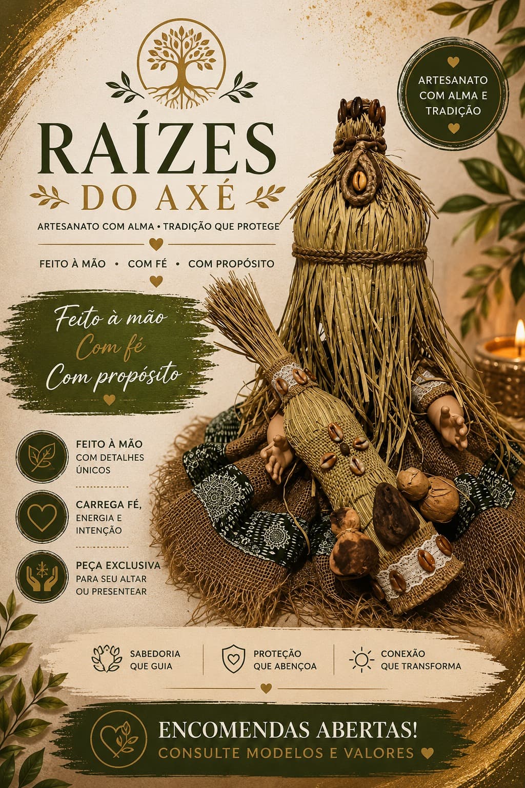 Boneco Artesanal de Orixá — 💜 Peça única feita à mão com materiais naturais, conchas, sementes e pedrarias. Boneco Artesanal de Orixá — 💜 Peça única feita à mão com materiais naturais, conchas, sementes e pedrarias.