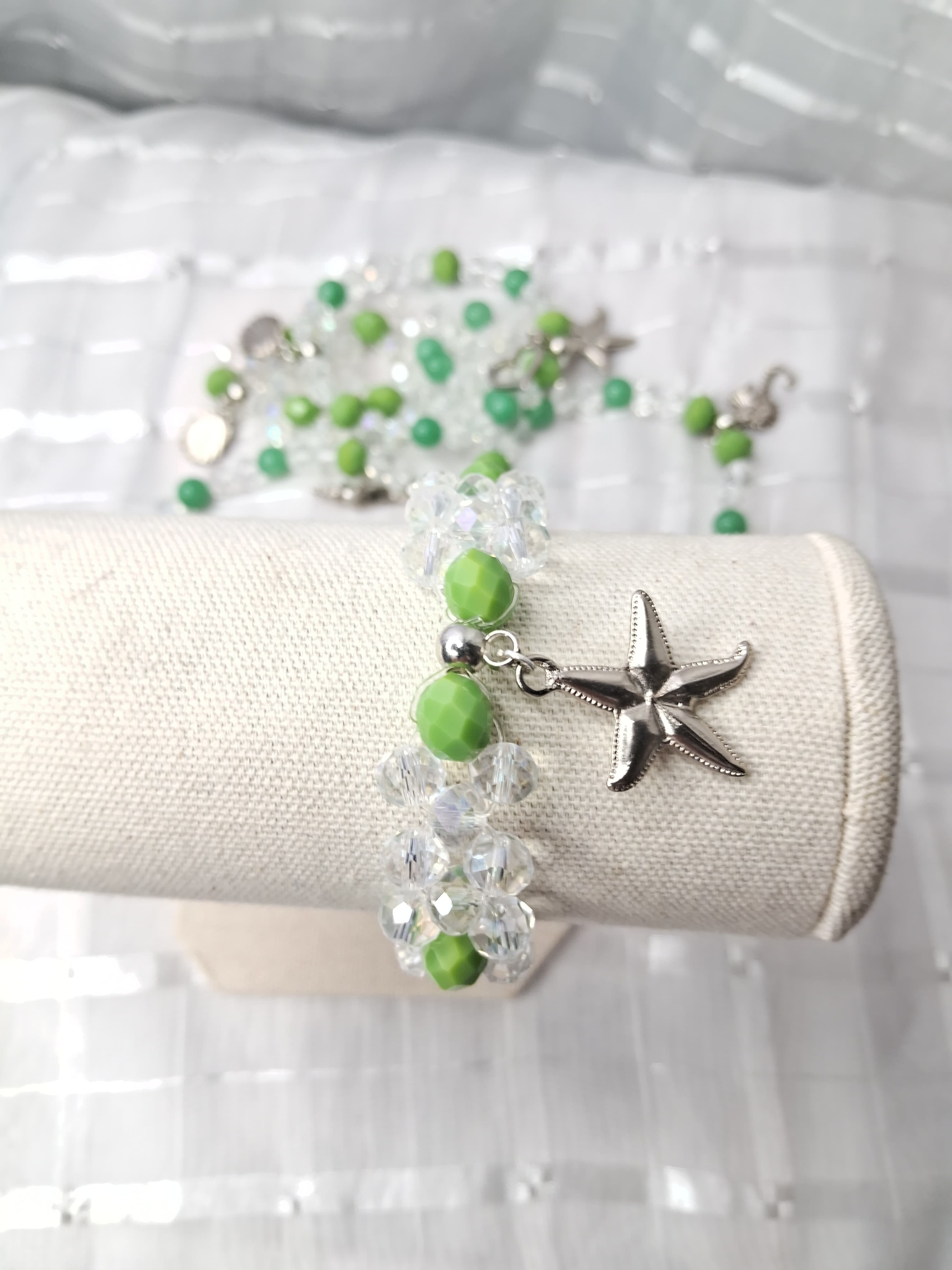 Pulseira trançada de Iemanjá com verde Pulseira trançada de Iemanjá com verde
