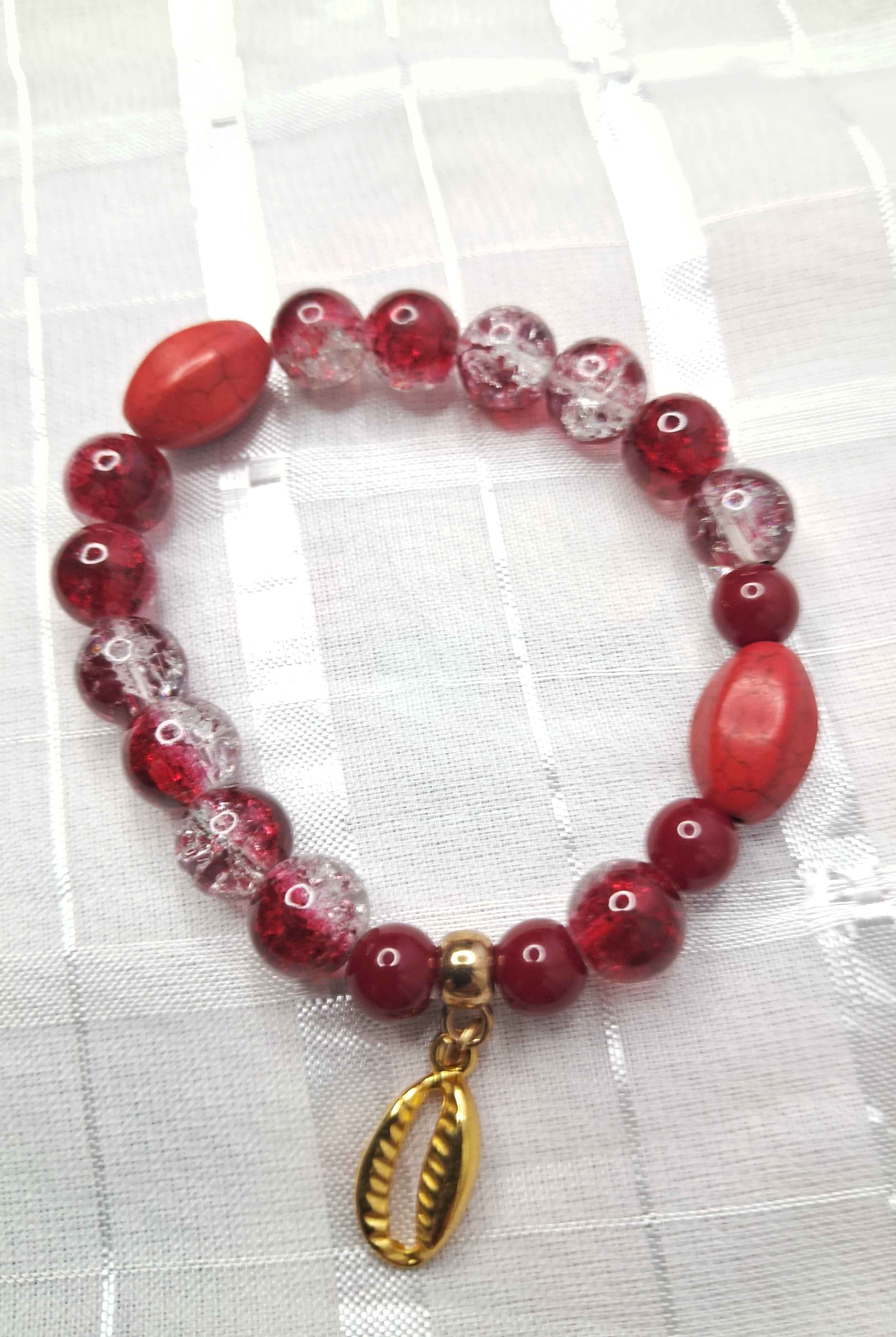 Pulseira Vermelha com Búzio Dourado Pulseira Vermelha com Búzio Dourado