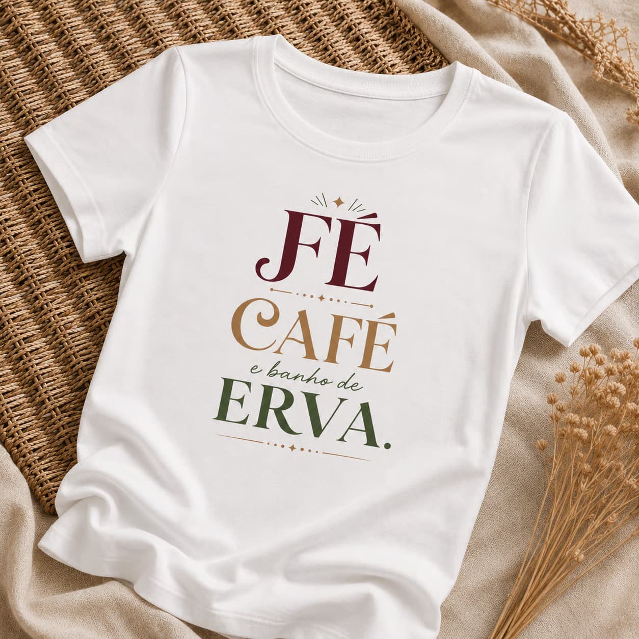 Camiseta: Fé, Café e Banho de Erva. Camiseta: Fé, Café e Banho de Erva.