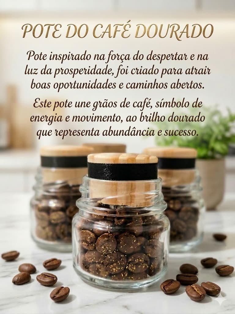 Pote do Café Dourado - Grãos de Café Natural símbolo de energia e movimento Pote do Café Dourado - Grãos de Café Natural símbolo de energia e movimento