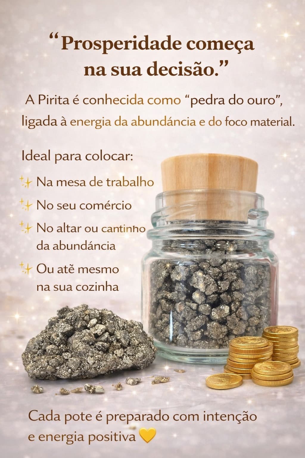 Pirita - Pote de Cristal Natura - pedra da prosperidade e do foco financeiro Pirita - Pote de Cristal Natura - pedra da prosperidade e do foco financeiro