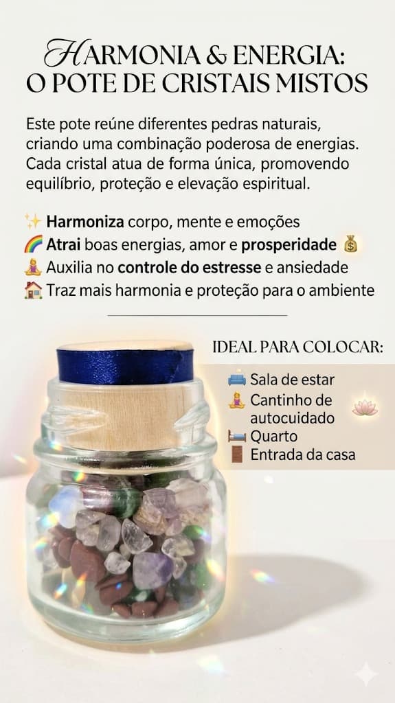 Cristais Misto - Pote de Cristal Natural - Harmonia e uma junção de boas energias Cristais Misto - Pote de Cristal Natural - Harmonia e uma junção de boas energias