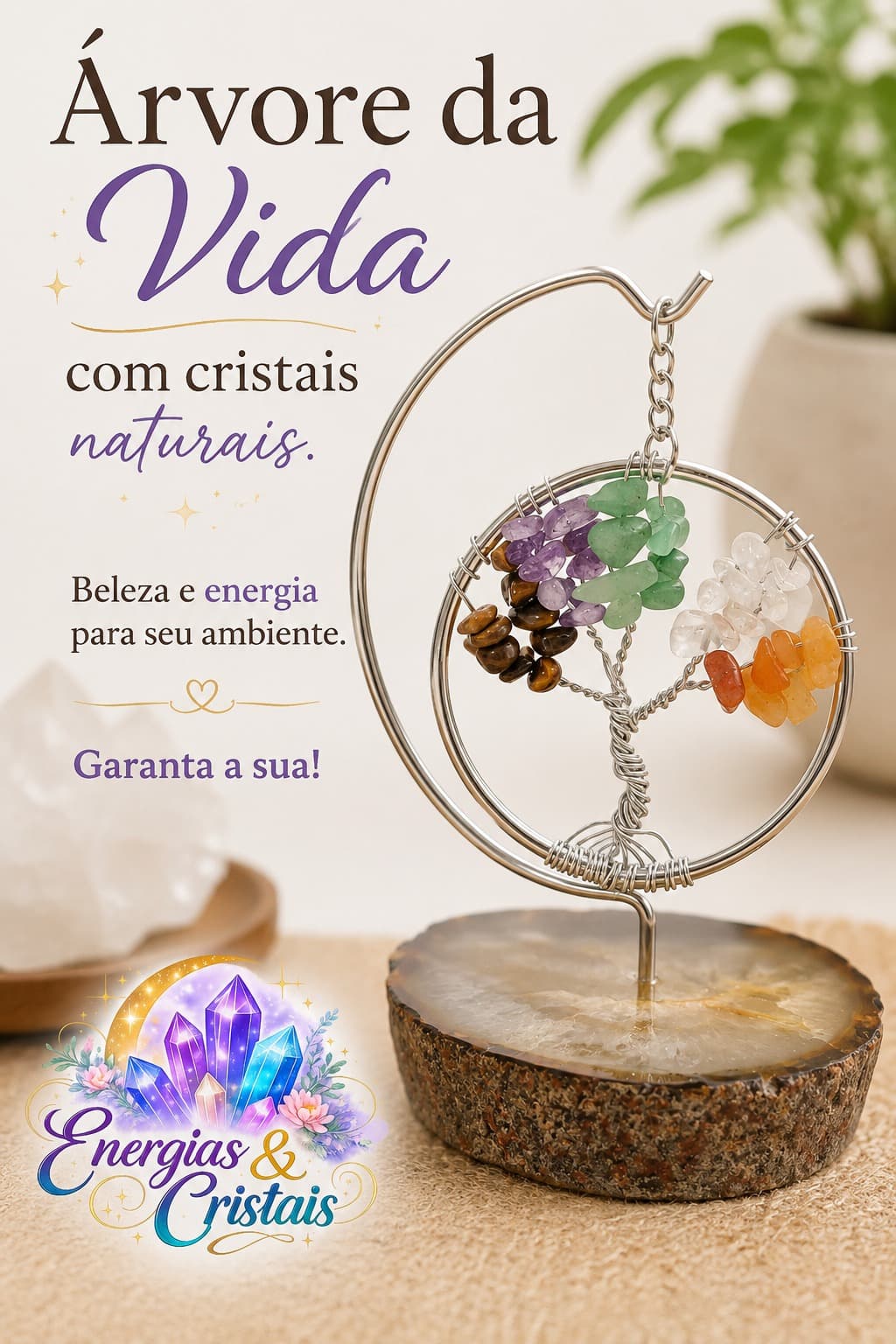 Árvore da Vida com Cristais Naturais Árvore da Vida com Cristais Naturais
