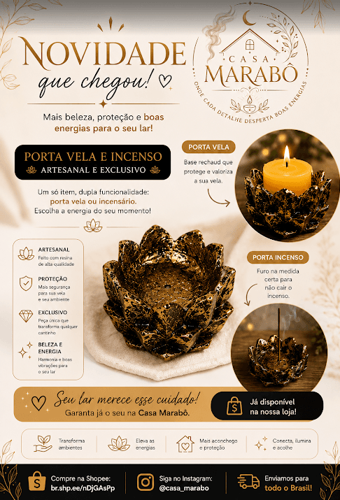 Porta incenso e castiçal 2 em 1 modelo Flor de lótus. Porta incenso e castiçal 2 em 1 modelo Flor de lótus.
