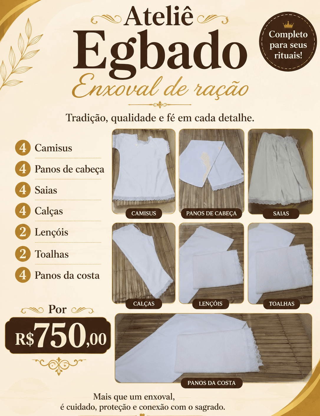 Enxoval de ração - Algodão Enxoval de ração - Algodão