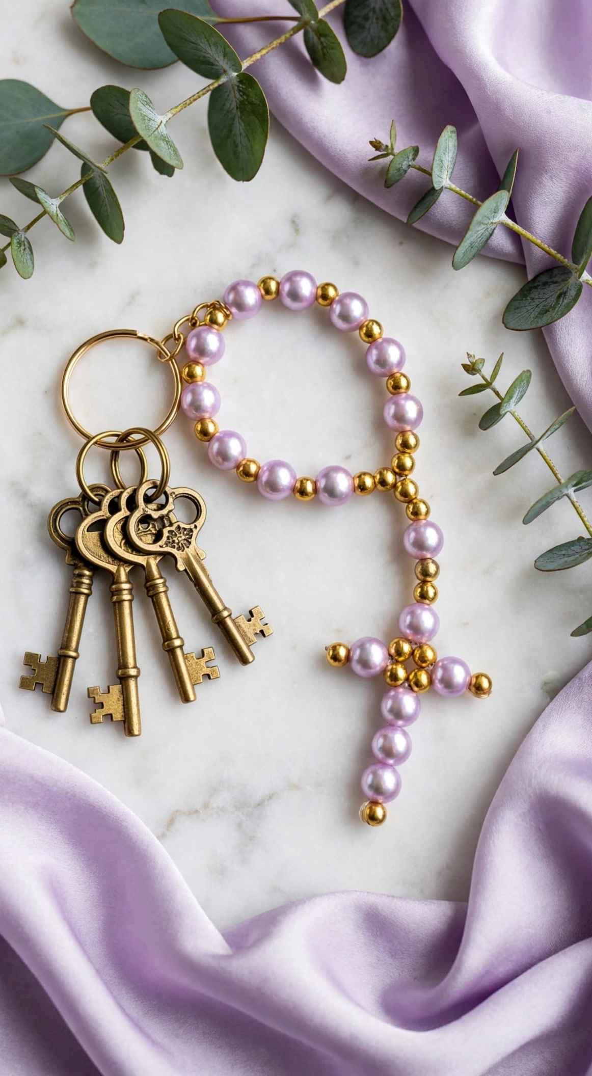 Chaveiro terço de dezena lilas Chaveiro terço de dezena lilas