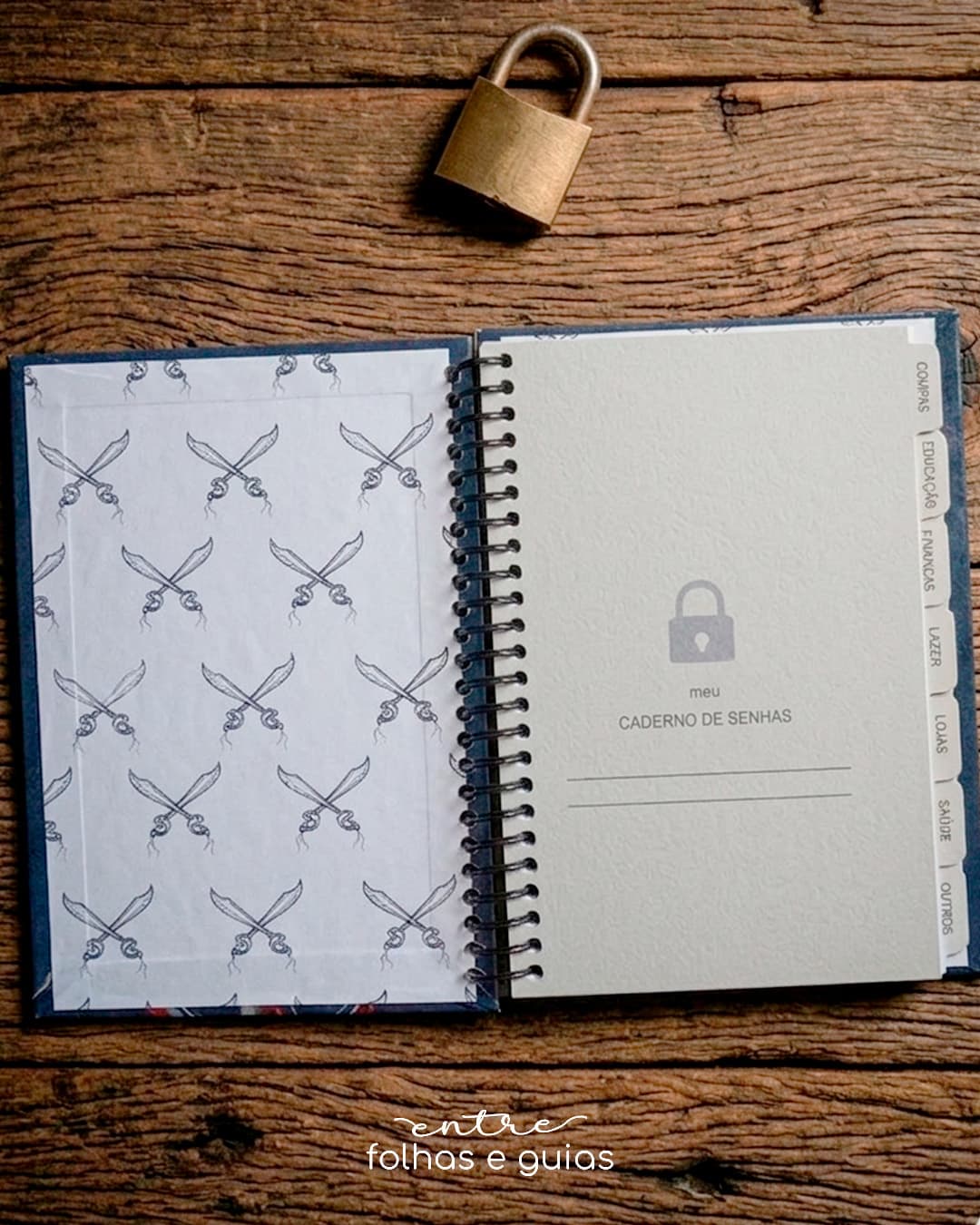 Caderno de Senhas com Divisórias por Tema Caderno de Senhas com Divisórias por Tema