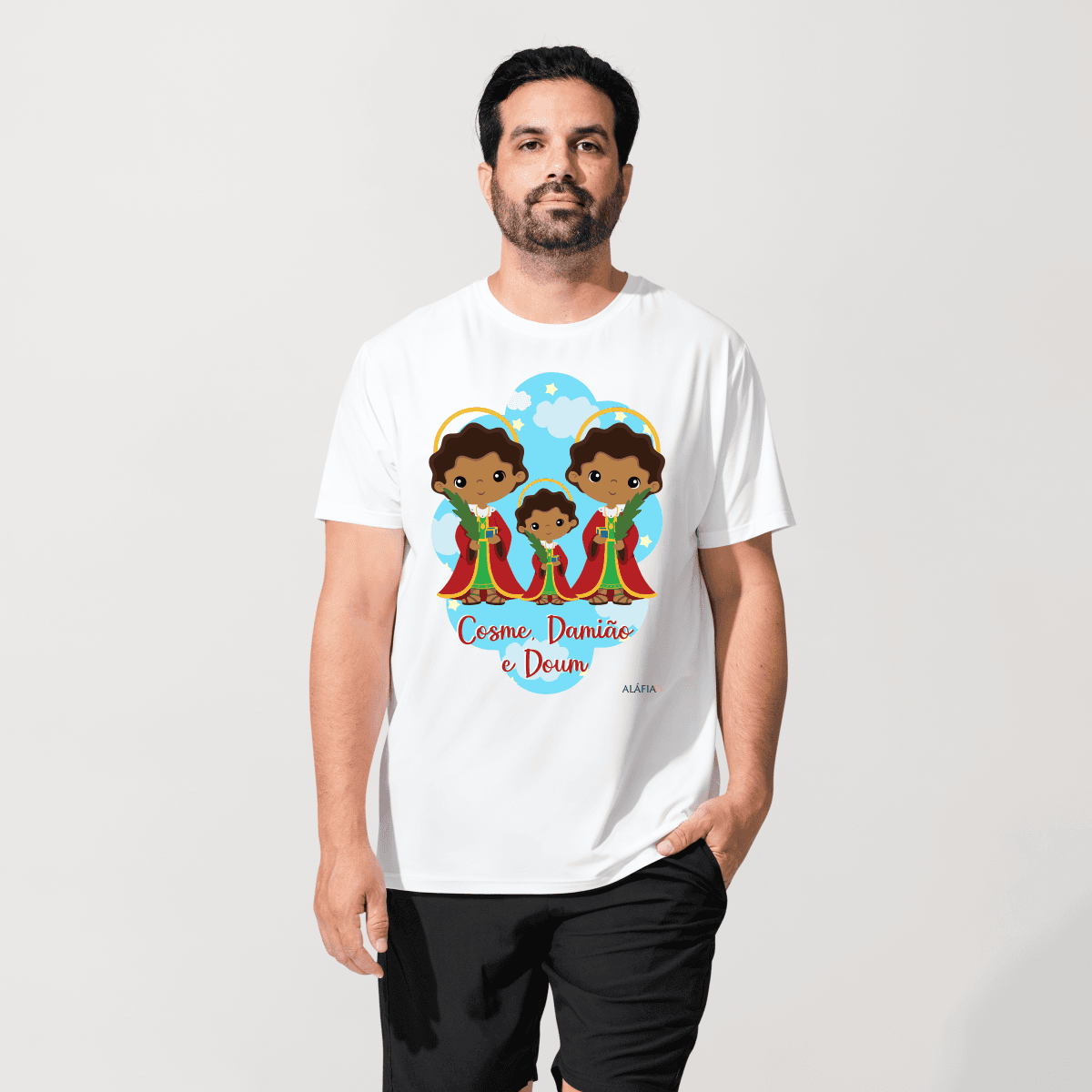 Camiseta - Umbanda - Aláfia - São Cosme, Damião e Doum Afro Camiseta - Umbanda - Aláfia - São Cosme, Damião e Doum Afro