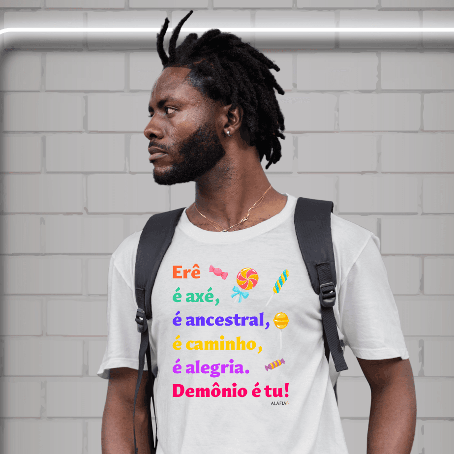 Camiseta - Umbanda - Aláfia- Erê É Axé, É Ancestral, É Caminho Camiseta - Umbanda - Aláfia- Erê É Axé, É Ancestral, É Caminho