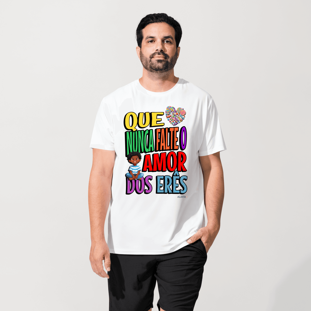 Camiseta - Umbanda - Aláfia- Que nunca falte amor dos Erês Camiseta - Umbanda - Aláfia- Que nunca falte amor dos Erês