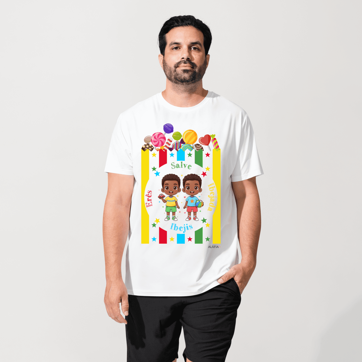 Camiseta - Umbanda - Aláfia- Salve Erês, Ibejis e Ibejes Camiseta - Umbanda - Aláfia- Salve Erês, Ibejis e Ibejes
