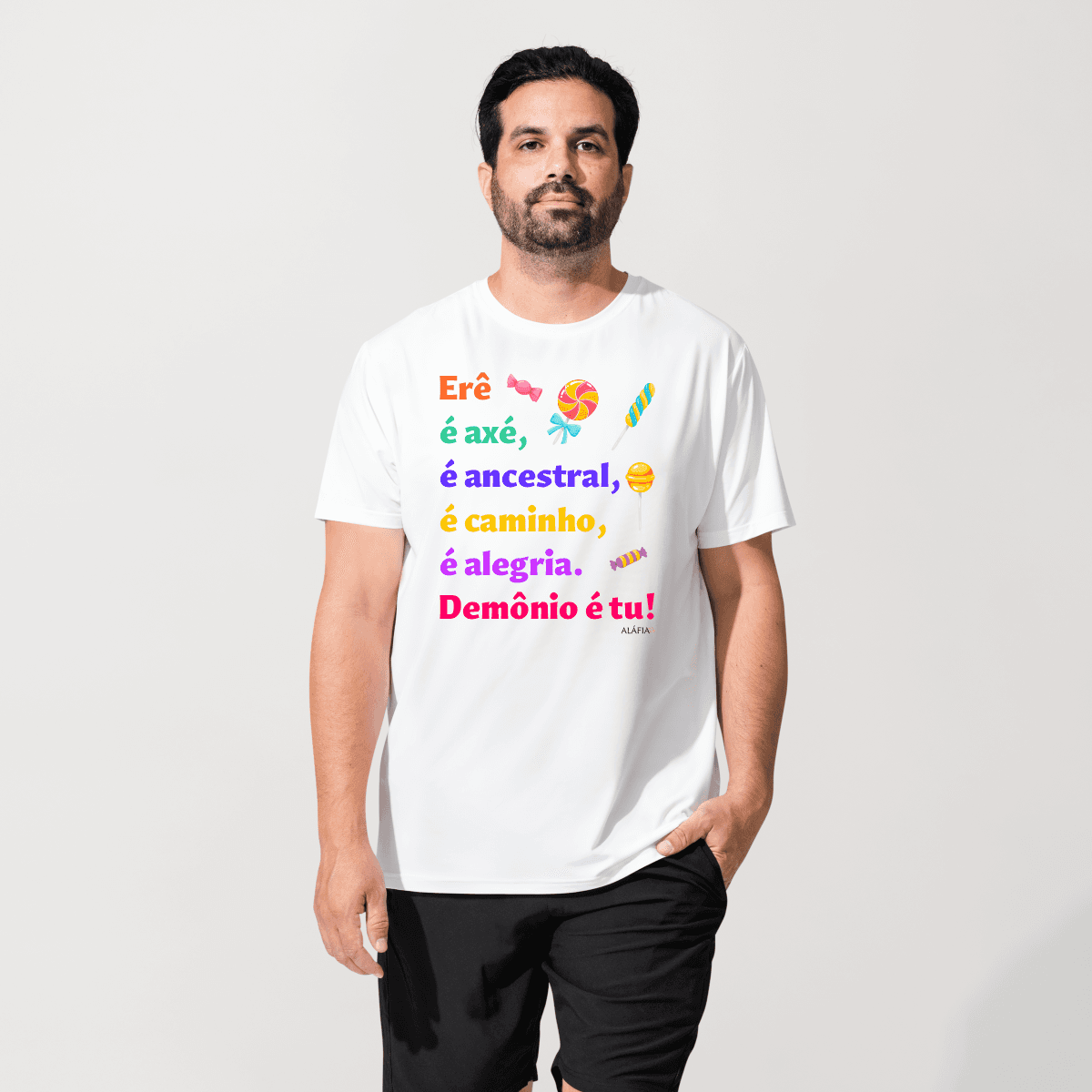 Camiseta - Umbanda - Aláfia- Erê É Axé, É Ancestral, É Caminho Camiseta - Umbanda - Aláfia- Erê É Axé, É Ancestral, É Caminho