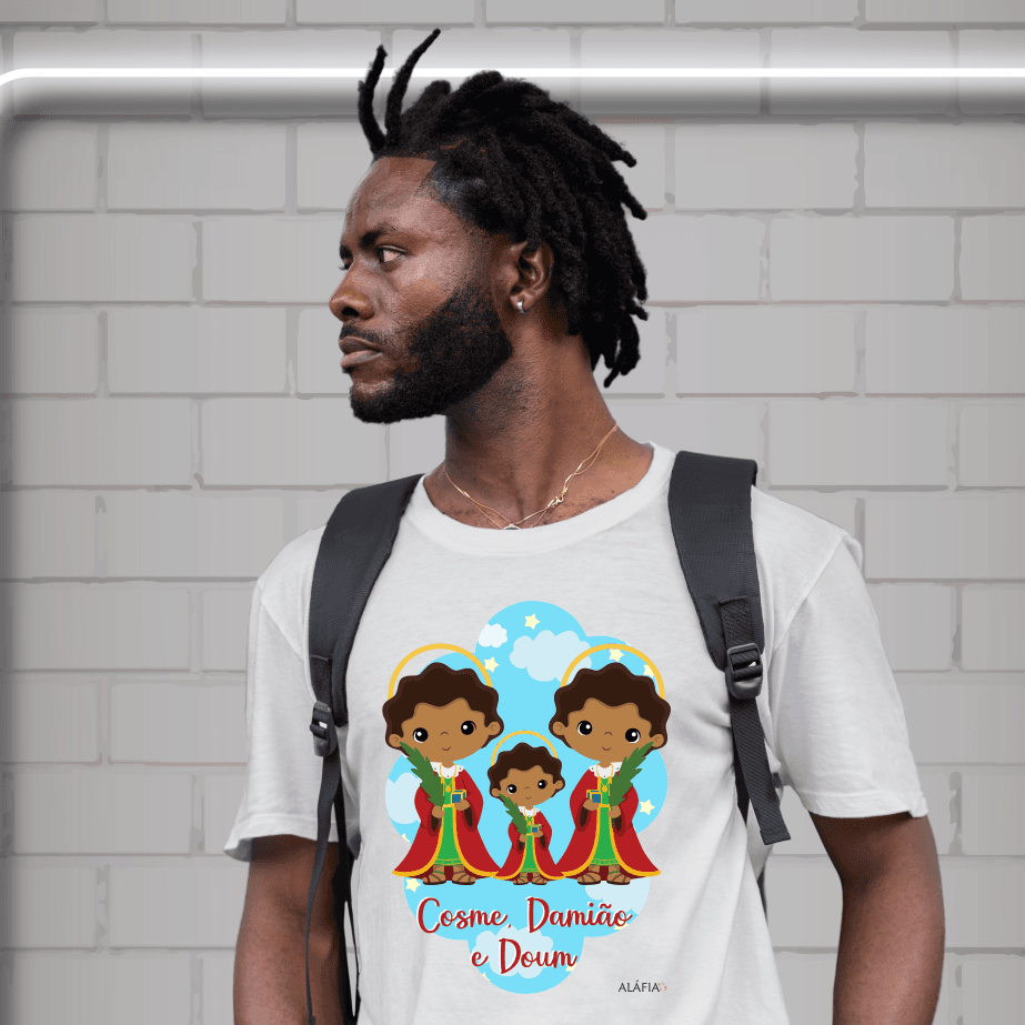 Camiseta - Umbanda - Aláfia - São Cosme, Damião e Doum Afro Camiseta - Umbanda - Aláfia - São Cosme, Damião e Doum Afro