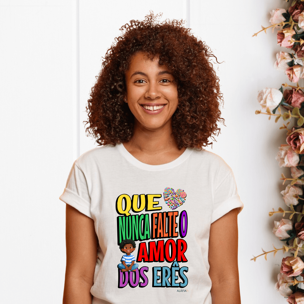Camiseta - Umbanda - Aláfia- Que nunca falte amor dos Erês Camiseta - Umbanda - Aláfia- Que nunca falte amor dos Erês