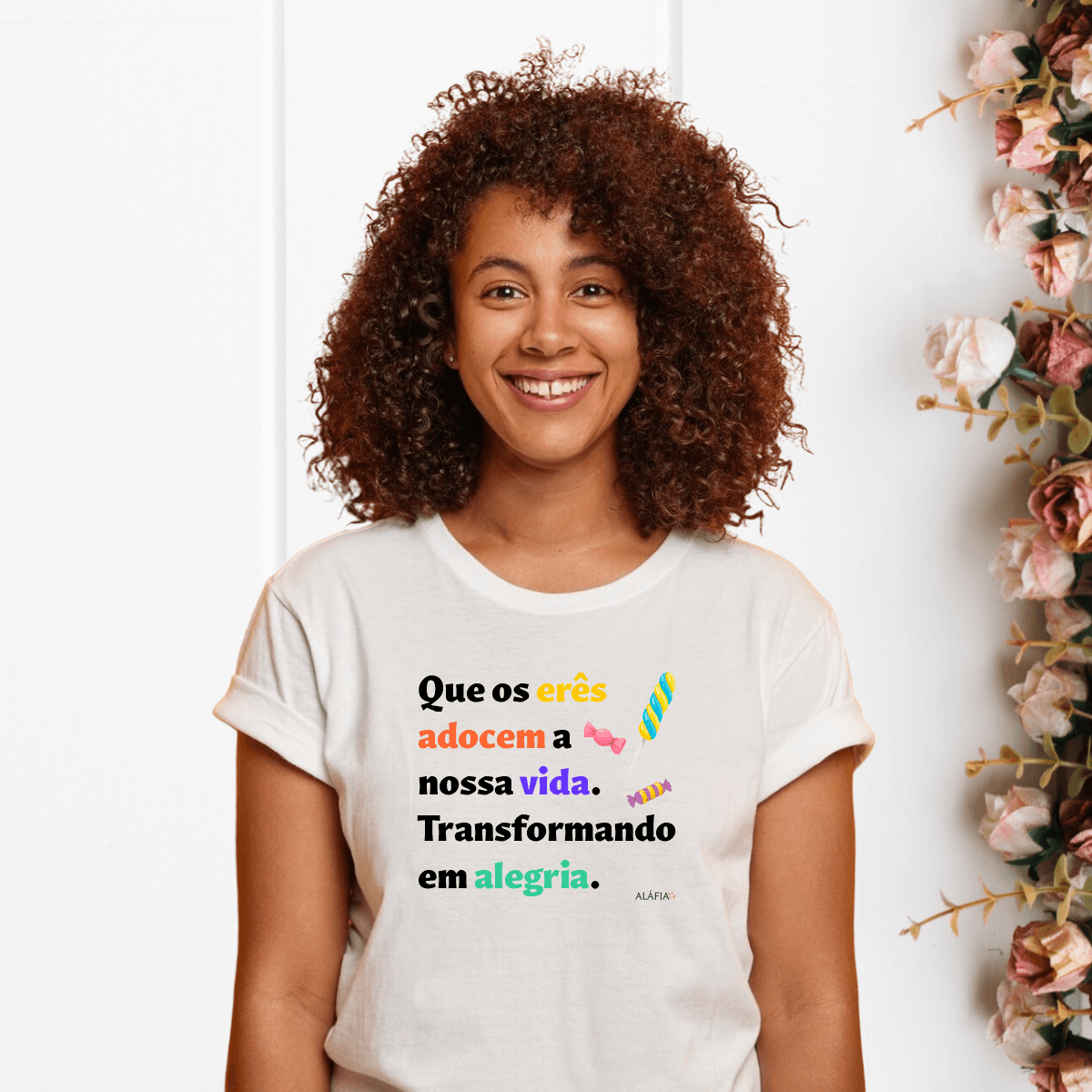 Camiseta - Umbanda - Aláfia- Que os erês adocem a nossa vida Camiseta - Umbanda - Aláfia- Que os erês adocem a nossa vida