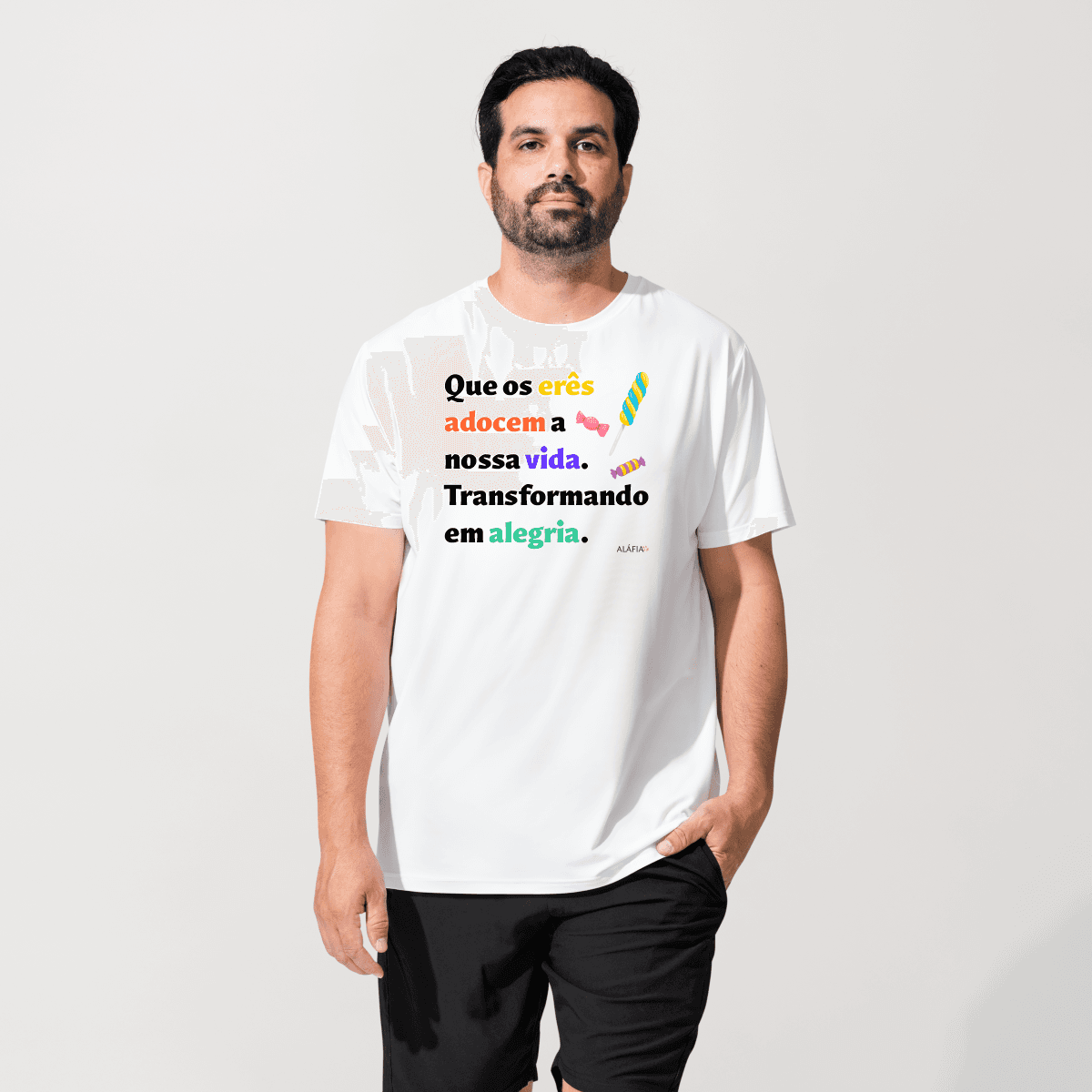 Camiseta - Umbanda - Aláfia- Que os erês adocem a nossa vida Camiseta - Umbanda - Aláfia- Que os erês adocem a nossa vida