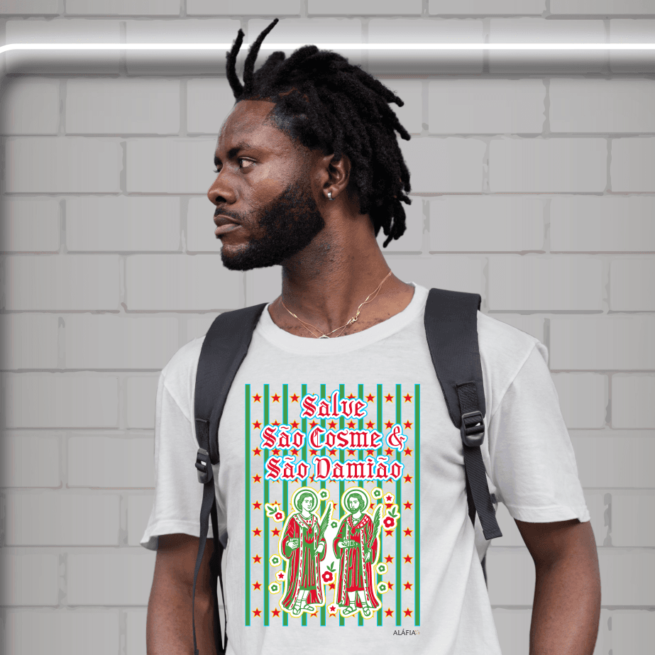 Camiseta - Umbanda - Aláfia- Saquinho Retro Cosme e Damião Camiseta - Umbanda - Aláfia- Saquinho Retro Cosme e Damião